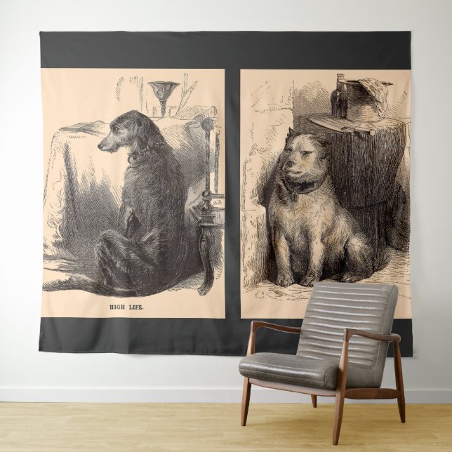 Tenture chien de haute vie, chien de basse vie (En situation (horizontale))