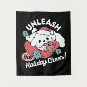 Tenture Chien de Noël à Santa Hat - Jour de Noël pour Anim