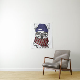 Tenture Chien de Taureau de Français de hippie