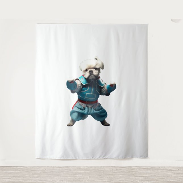 Tenture Chien Knows Karate transformé (Devant)