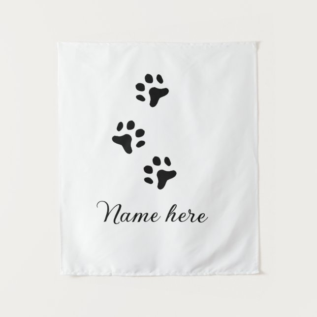Tenture Chien patte noir animal ajouter nom texte animal p (Devant)