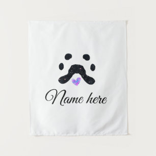 Tenture Chien patte noir animal ajouter nom texte animal p