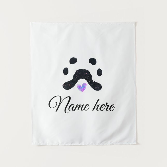 Tenture Chien patte noir animal ajouter nom texte animal p (Devant)