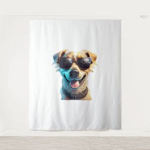 Tenture chien portant des lunettes de soleil Actif
