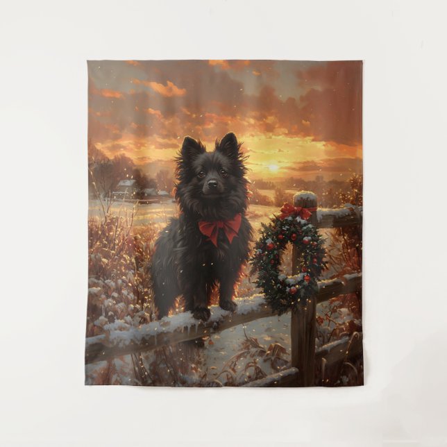 Tenture Chien Schipperke Coucher de soleil hivernal rustiq (Devant)