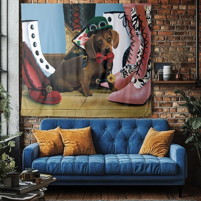 Tenture Chien teckel steampunk Bottes victoriennes (Créateur téléchargé)