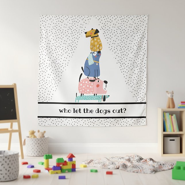 Tenture Chiens amusants Enfants (funny kids wall tapestry)
