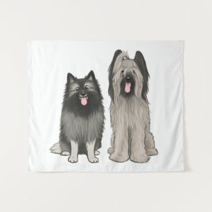 Tenture Chiens de dessin animé Keeshond et Briard Cute