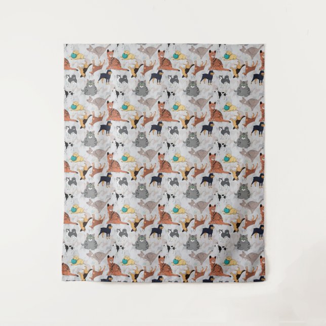 Tenture Chiens Et Chats Cutes Design Motif (Devant)