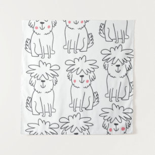 Tenture Chiens moelleux à main : motif vintage.