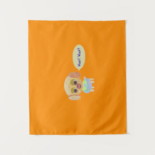 Tenture Chiens orange 