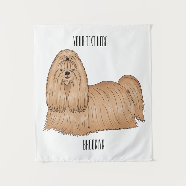 Tenture Chih tzu long cheveux dessin de chien (Devant)