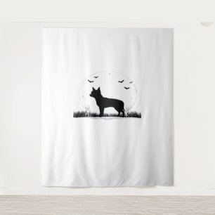 Tenture Chihuahua Chien - Halloween Moon Silhouette Classi