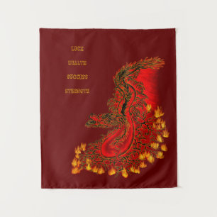 Tenture Chine Dragon rouge et or design