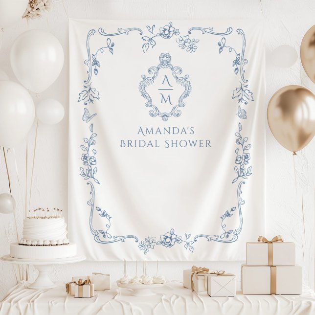 Tenture Chinoiserie florale Crête de toile Douche nuptiale (Créateur téléchargé)