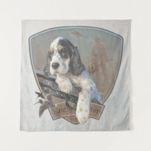 Tenture chiot Setter anglais avec un fusil de chasse class