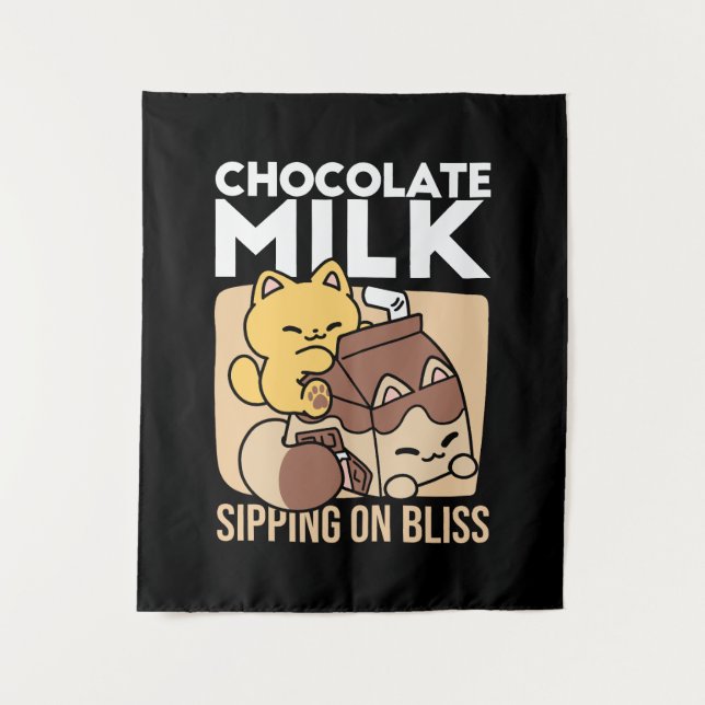 Tenture Chocolate Milk Sipping on Bliss – Kawaii Cat Food  (Devant)