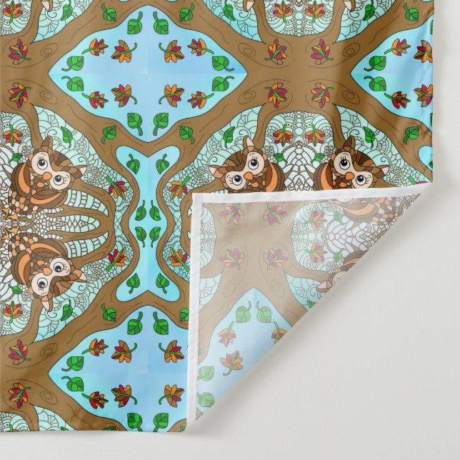 Tenture Chouette tirée à la main Mandala (Détail)