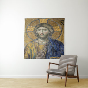 Tenture Christ Pantocrator Mosiac Iconique Religieux Romai