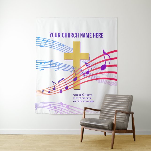 Tenture CHRIST THE CENTER Christian Worry Tapestry (En situation)