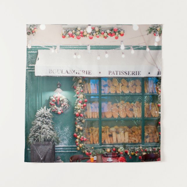 Tenture Christmas cafe bakery exterior with Christmas deco (Devant)