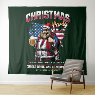 Tenture Christmas Party Santa Tapestry | Festive Wall Deco