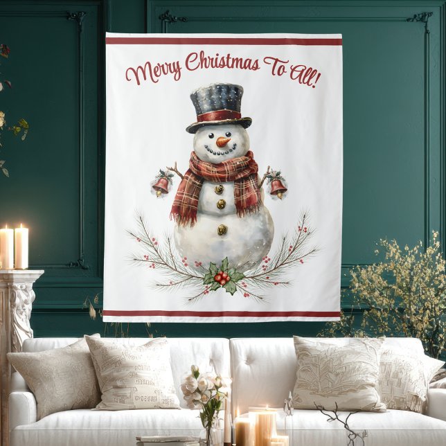 Tenture Christmas Snowman Holiday Party  (Christmas Snowman Holiday Party Tapestry)