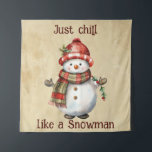 Tenture Christmas Snowman Just Chill Citation amusante Aqu<br><div class="desc">Noël Snowman Snowwoman Décor Amusant Aquarelle avec plaisir Juste Citation Chill</div>