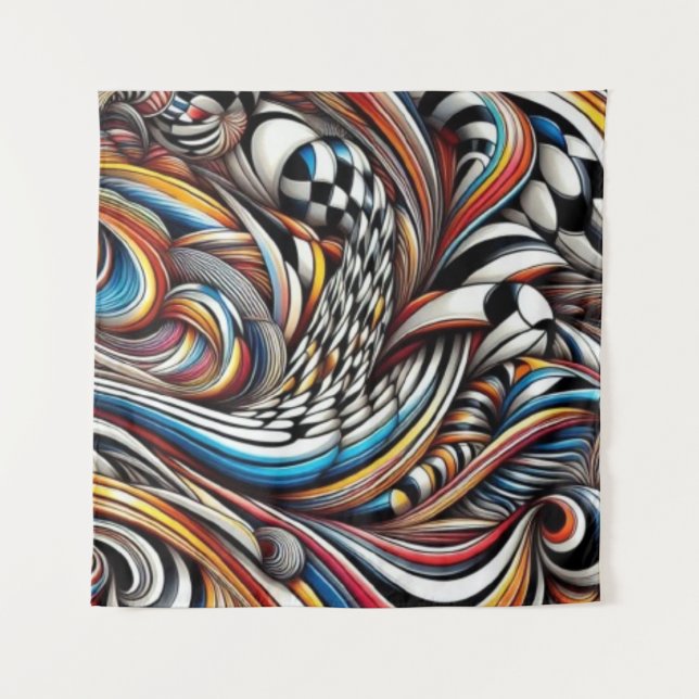 Tenture Chromatic Vortex – Dance of Infinite Ribbons (Devant)
