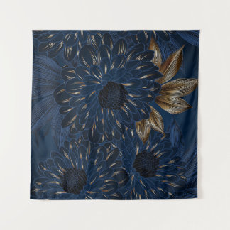 Tenture Chrysanthèmes dessinés à la main, motif floral élé