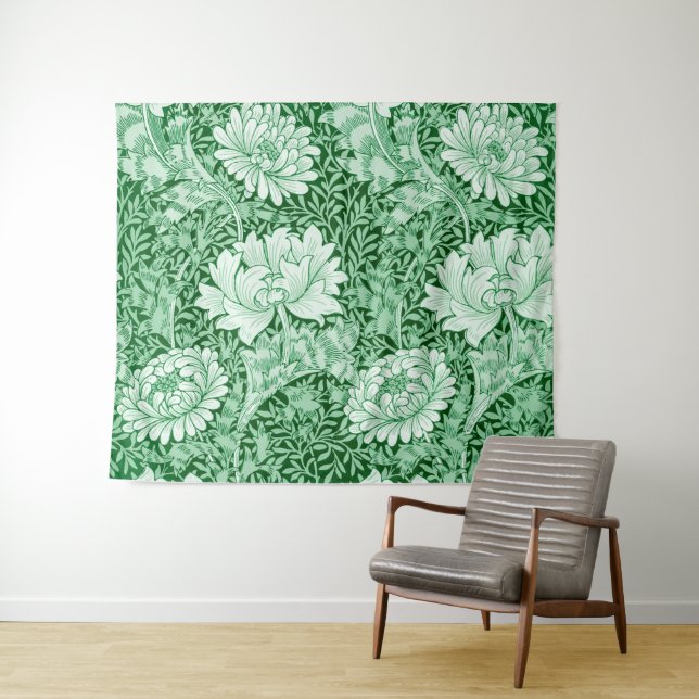 Tenture Chrysanthemum Green, William Morris (En situation (horizontale))