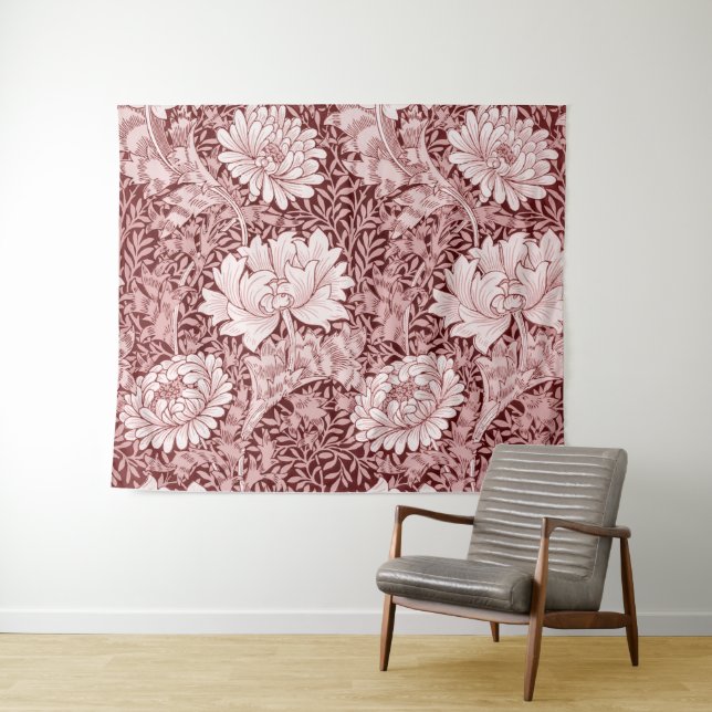 Tenture Chrysanthemum Maroon, William Morris (En situation (horizontale))