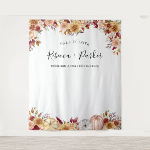 Tenture Chute en amour fleurs citrouilles Backdrop Cabine 