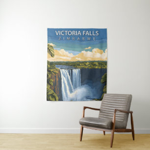 Tenture Chutes Victoria – Affiche rétro de voyage du Zimba