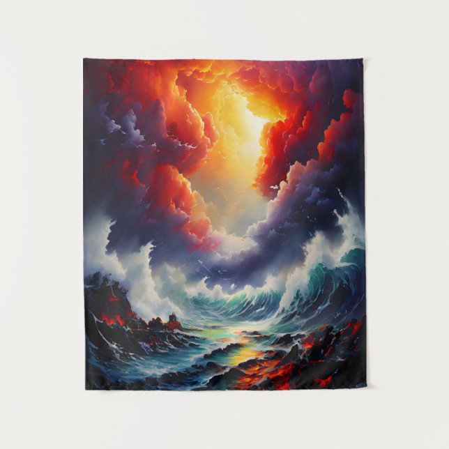 Tenture Ciel et mer torride - Art marin dynamique (Devant)