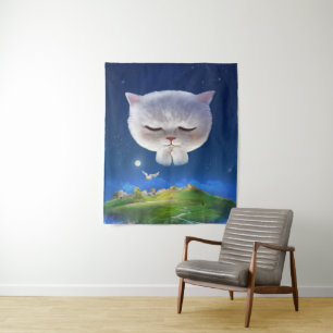 Tenture Ciel nocturne avec chat