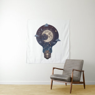 Tenture Ciel nocturne et cottage à l'intérieur d'une ampou