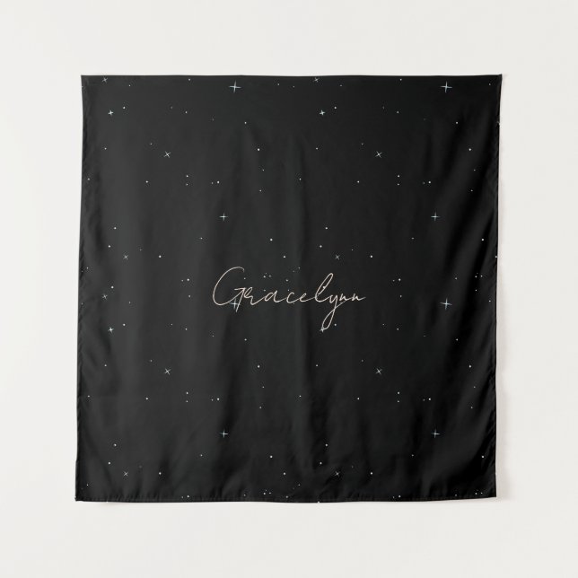 Tenture Ciel nocturne étoilé sombre (Devant)