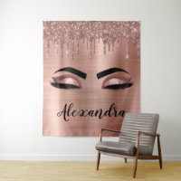 Cils avec strass et paillettes en or rose monogram