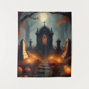 Tenture Cimetière ensorcelé d'Halloween effrayant