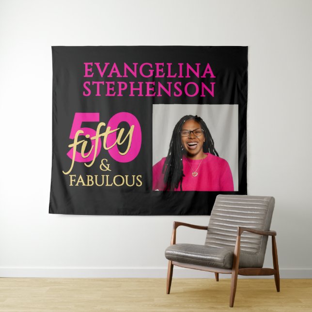 Tenture Cinquante ans et Fabuleux Photo 50e Anniversaire (En situation (horizontale))