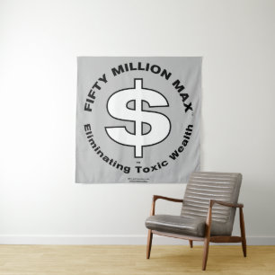 Tenture Cinquante Millions MaxMC Blanc Dollar Logo Mur sus