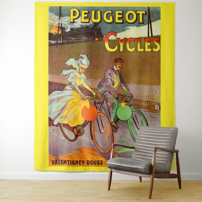 Tenture circa 1900 Peugeot bicyclettes et (En situation)