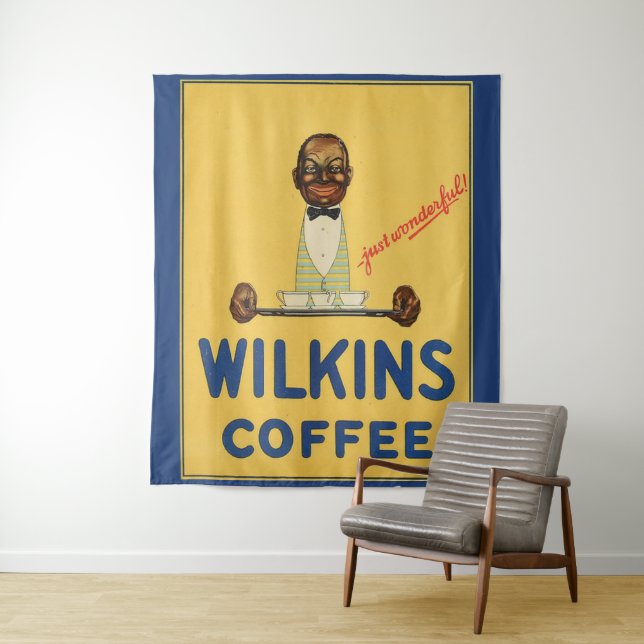 Tenture circa la copie 1930 d'annonce de café de Wilkins (En situation)