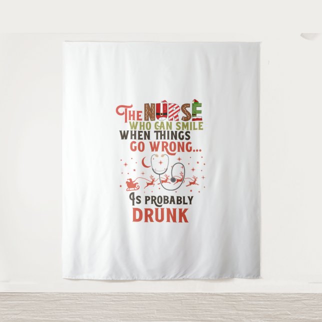 Tenture Citation de jeu de Noël de l'infirmière drôle (Devant)