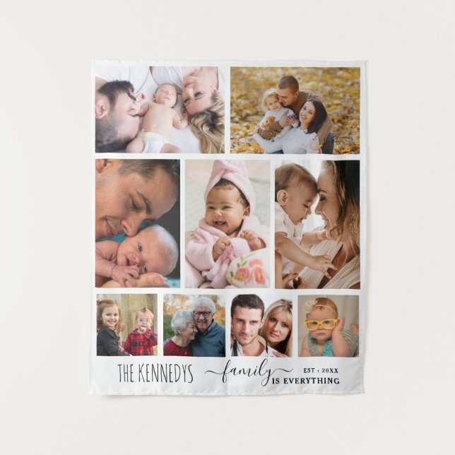 Tenture Citation de nom de famille personnalisée 9 Collage (Devant)