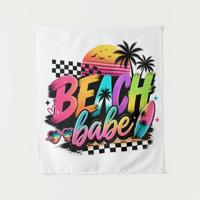 Tenture Citation de Retro Beach Babe Vibes Tropicales Colo (Devant)