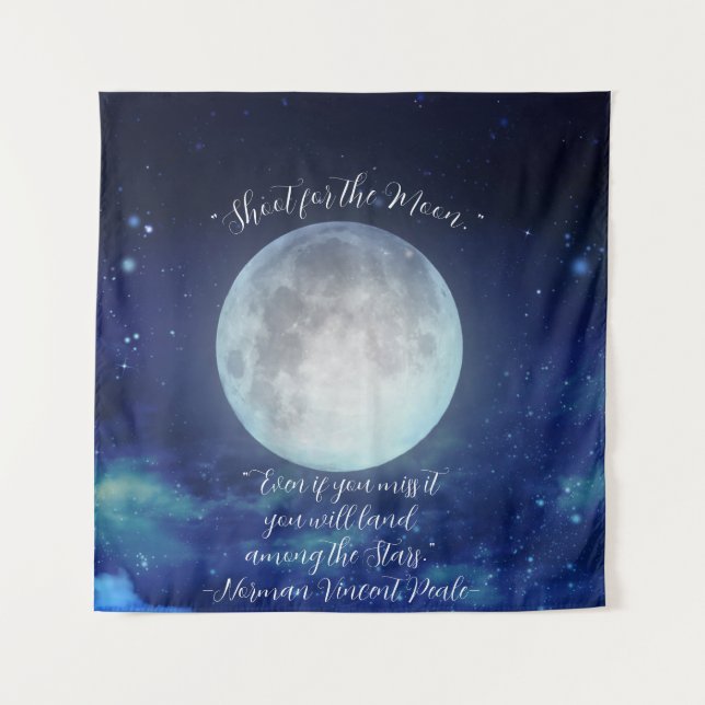 Tenture citation "Tirez pour la Lune" avec Pleine Lune (Devant)