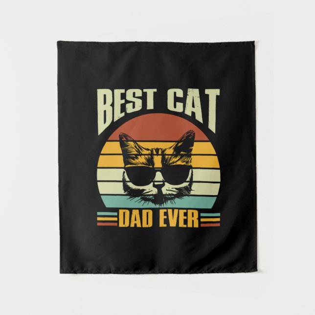 Tenture Citations de grand-père | Meilleur papa de chat (Devant)
