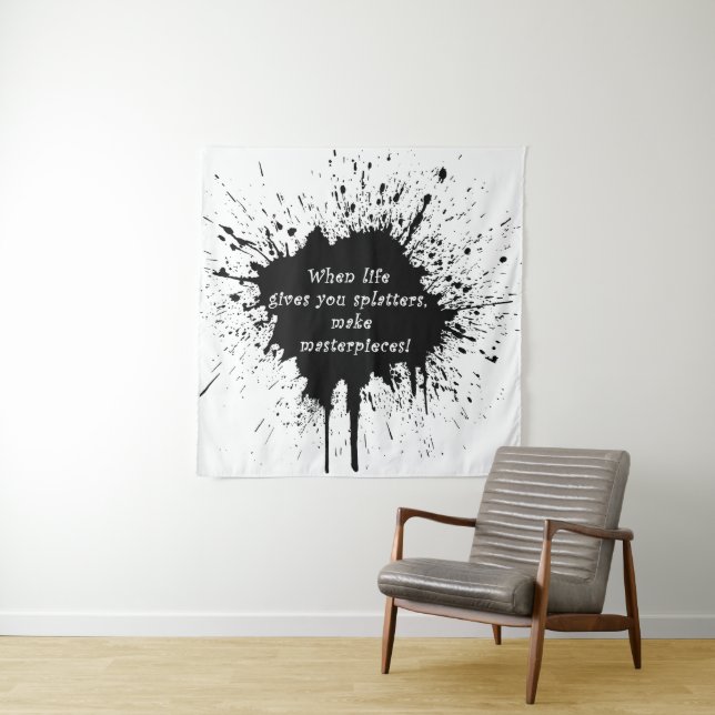 Tenture citations inspirantes vie splatter peinture créati (En situation)